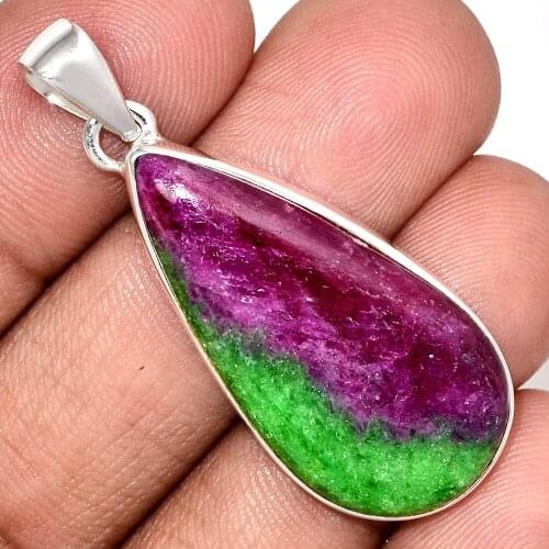 Genuine RUBY ZOSITE Pendant 925 Sterling Silver, Total Length : 47 mm, AP7086