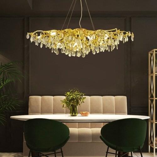 Luxury Crystal Led Chandelier Nordic Living Dining Room Villa Ceiling Decoration Hanging Lamp Hall Indoor Lighting Fixtures