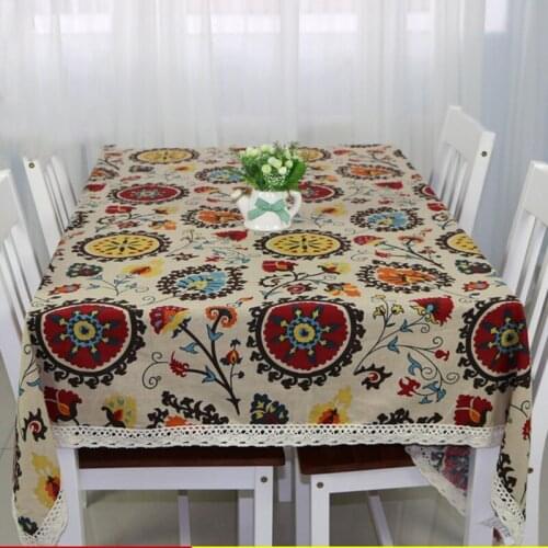Sunflower for home, pastoral hotel fabric, cotton and linen rectangular table tablecloth
