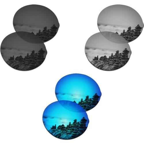 SmartVLT 3 Pairs Polarized Sunglasses Replacement Lenses for Oakley Madman Stealth Black and Silver Titanium and Ice Blue