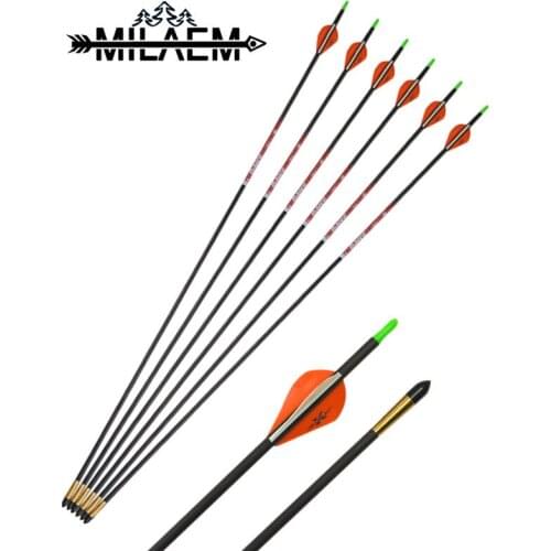 6 Pcs High Quality Carbon Arrow Spine400 With 100 Grain Arrowheads 0.001 Straight Archery Bow And Arrow Shooting Accessories