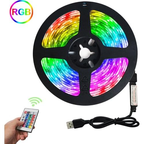 LED Strip light Flexible Diode Tape DC 5V LED Lights Strip SMD2835 24 keys control USB RGB Lamp for Home Wall TV BackLight Decor