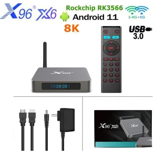 5PCS X96 X6 Android 11.0 TV BOX 4GB 8GB DDR4 32GB 64GB RK3566 64bits 2.4G 5G Dual WiFi 1000M LAN BT 8K Media Player
