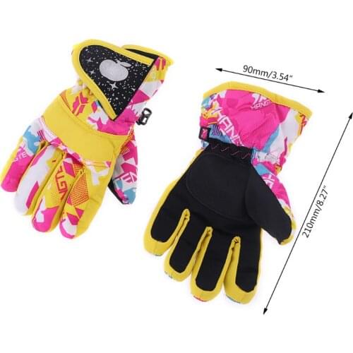 Waterproof Winter Skiing Snowboarding Gloves Warm Mittens For Kids Full-Finger Gloves Strap for Sports, Skiing, Cycling