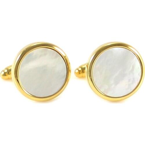 Gold Tone Round Mother Of Pearl Cuff Links Classic Mother Of Pearl Cuff Links Birthday Gift Wedding Cuff Links