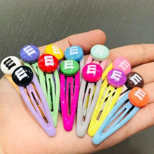 13Pcs Colorful MM Chocolate Beans Hairpins For BB Girls Headwear Sweet Hair Clips Barrettes Kids Women Fashion Hair Accessories