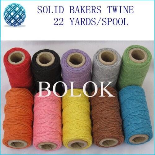 200pcs/lot (22yards/spool) single color cotton twine, plain cotton bakers twine, 2mm 12 ply, 10 color wholesales