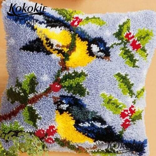 Handmade 3d carpet embroidery carpet cross stitch kits Latch hook rug cushion embroidery bird DIY embroider needlework kits