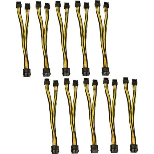 8-Pin to 2X 8-Pin (6+2) PCI Express GPU Power Cable for PC/Laptop/Mining Machine Extension Cord,10PCS
