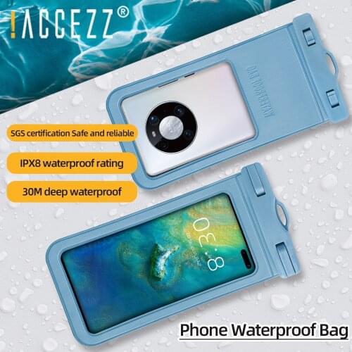 !ACCEZZ New Waterproof Phone Case For iPhone 11 12 Swim Pouch IPX8 Cover Water Proof Swimming Universal 7.2inch Underwater Bag