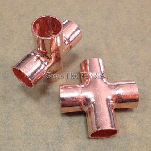ID-22mm Thickness-1mm Refrigerator/Air Condition Red Copper Pipe Connector Fittings 5pcs