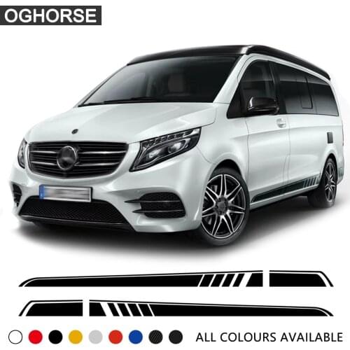Car Styling Side Skirt Srtipes Stickers for Mercedes Benz Vito V Class V260L W447 LWB 2014-Present Accessories