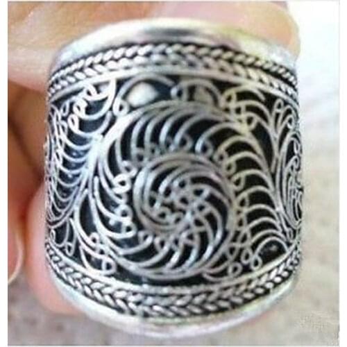 Free shipping >>>@@ Wholesale price 16new ^^^^Nepal/Tibetan Tibet Silver Flower Mantra Thumb Ring 30