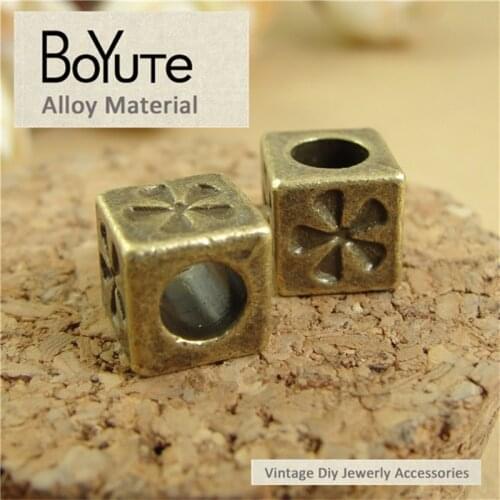 BoYuTe (50 Pieces/Lot) 8*8*8MM Antique Bronze Plated Zinc Alloy Big Hole Beads Diy Jewelry Making Findings Components