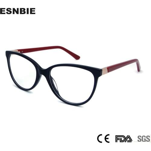 ESNBIE High Quality Ladies Cats Eye Glasses Frames Retro Acetate Women Fashionable Spectacle Frames Full Rim Eyeglasses