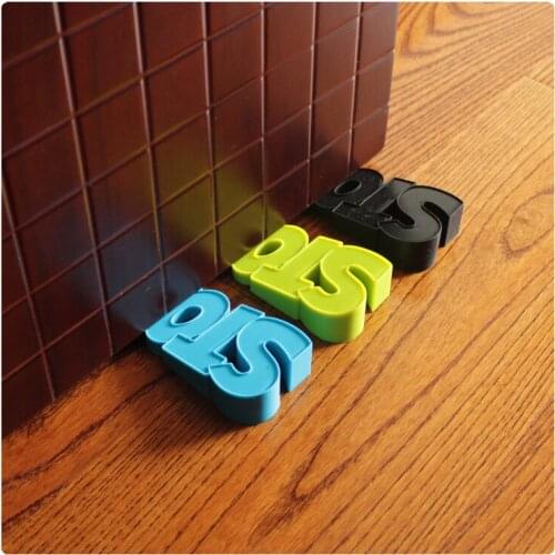 Silicone baby safety door stop Holder Children Safety Door Stopper rubber black blue green door stoper leaf door handle stopper