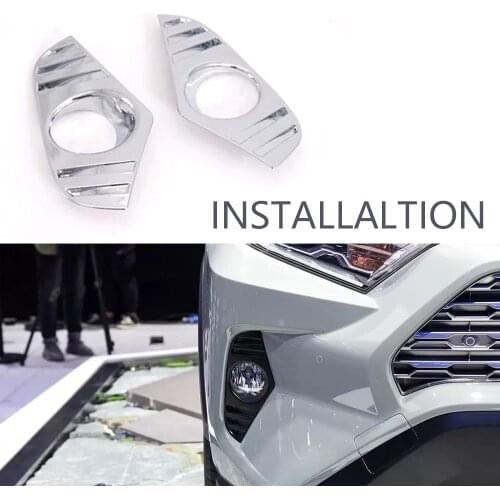 JEAZEA 2Pcs Chrome ABS Front Fog Light Lamp Cover Trim For Toyota RAV 4 RAV4 2019 2020 Car Accessories