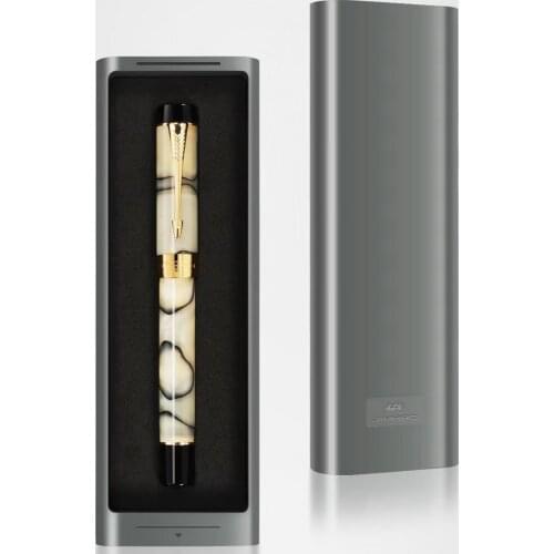 Jinhao Centennial 100 Fountain Pen With Arrow Clip 18KGP Golden Plated M Nib bent nib F nib Acrylic Ink Pen for students office