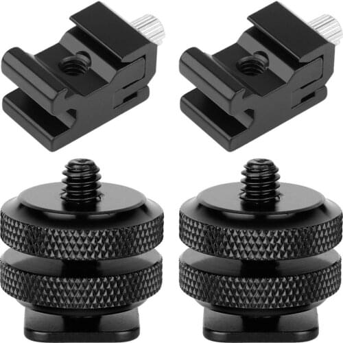 Camera Combo Pack Hot Shoe Mount Adapter Cold Shoe Mount Adapter 1/4" Hot Shoe Flash Shoe Mount for DSLR Camera Flash Shoe Mount
