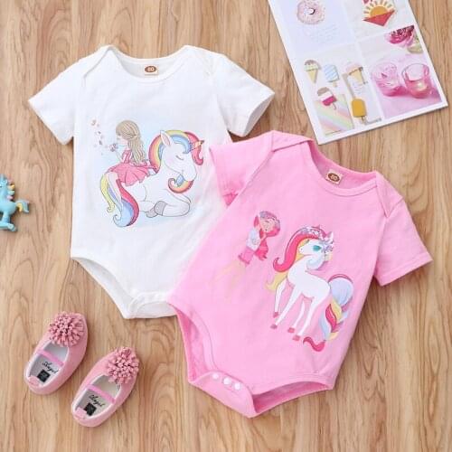 2 PCS Baby Girl Romper Baby Girl Clothes Cartoon Animal Short Sleeve Baby Romper Cotton Soft Newborn Clothes Baby Clothes 0-18M