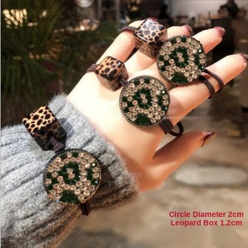 Korean Version of Disc Full of Drill Head Rope with High Elasticity Female Bow Hair Ring Leopard Print Hair Ornaments