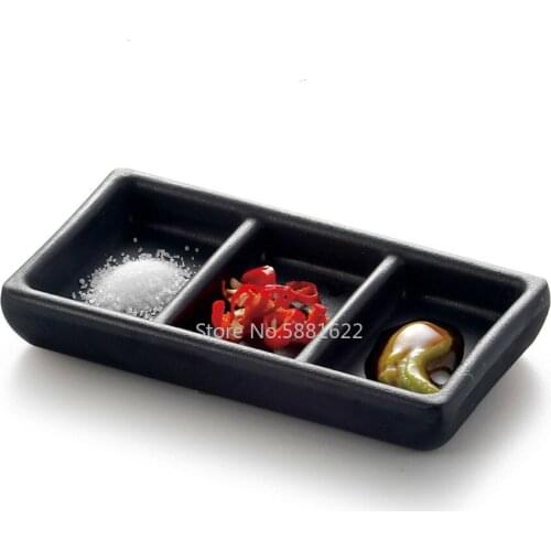 Korean Restaurant Canteen Hotel Hotpot One Person Use Sauce Plate 3-sections Salt Bowl Box