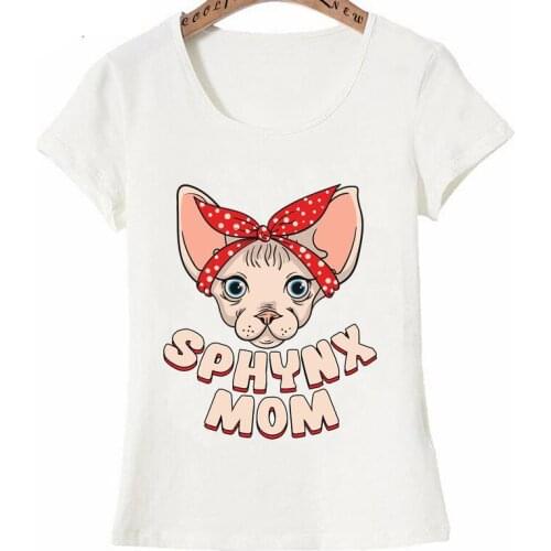 Dugujunyi 2020 Summer Women Short Sleeve Sphynx Cat Mom Funny Design - Sphynx Mom Rocking The Cat Life T-Shirt Casual Tops C
