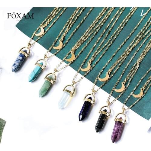 Statement Gold Necklaces Natural Stone Necklaces For Women Vintage Geometric Pendant Necklaces Link Chain Choker Jewelry Gifts