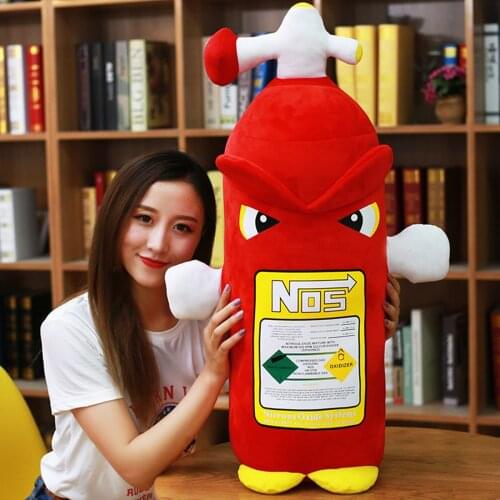 Kawaii Plush NOS Nitrous Oxide Bottle Pillow Toy Turbo JDM Cushion Gift Decor Headrest Backrest Seat Cover Car Neck Rest Decor
