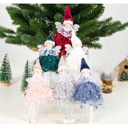 Cute Woolen Yarn Angel Doll Ornaments for Christmas Tree Hanging Pendants Decorations Home Xmas New Year Party Supply Kids Gifts