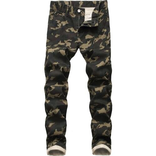 Fashion Camouflage Jeans Mens Slim Casual Denim Pants Mens Elasticity Jean Trousers Male Man Clothing Plus Size 42