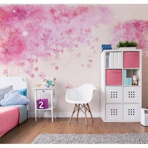 Bacaz Original Pink Trees Flower Murals 3d Wall Photo Murals Wallpaper for Bedding room Large Papel Mural 3d Wall Mural