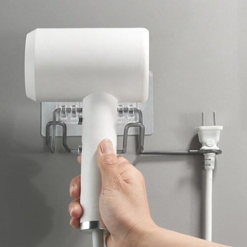 Hairdryer Rack Wall Mounted Air Blower Holder Foldable Stainless Steel Bathroom Storage Shelf Organizer New Arrivals