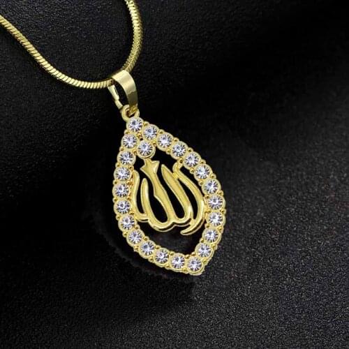 Wholesale Gold/Rose gold Colors Allah Pendant Necklace Women Men Jewelry Middle East/Muslim/Islamic Arab Ahmed