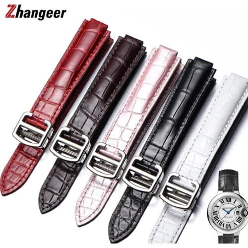 Cowhide Leather Watchband For Cartier Bamboo Replacement Band Crocodile Skin Convex Mouth Interface 8mm 9 11 12 14mm With Tool