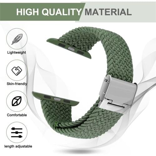 Adjustable Band for Apple Watch SE 6 5 4 3 Strap Accessories Nylon Solo Loop Braided WristBand for Iwatch 38/42/44/40mm Bracelet