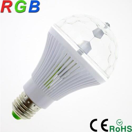 YNL 2017 Colorful Auto Rotating RGB Crystal Stage Light 6W E27 85-265V Magic double Balls DJ party disco effect Bulb Lamp