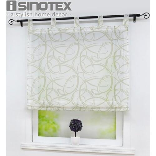 Roman Curtain Hot Ready Made Curtains For Kitchen Window Tab Top Random Circle Decoration 100% Polyester With Plastic Tubes