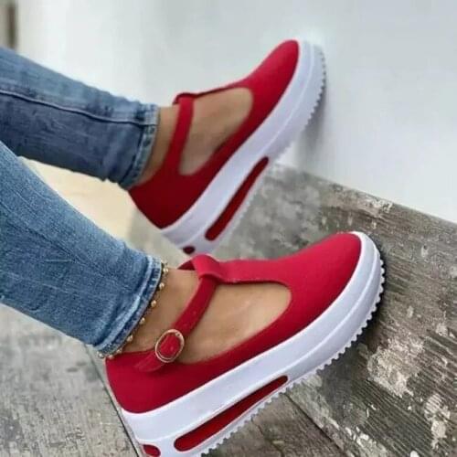 2021 Women Shoes New Summer Sandals Thick Bottom Platform Flat Shoes Ladies Wedges Sandals Buckle Strap Casual Female Footwear