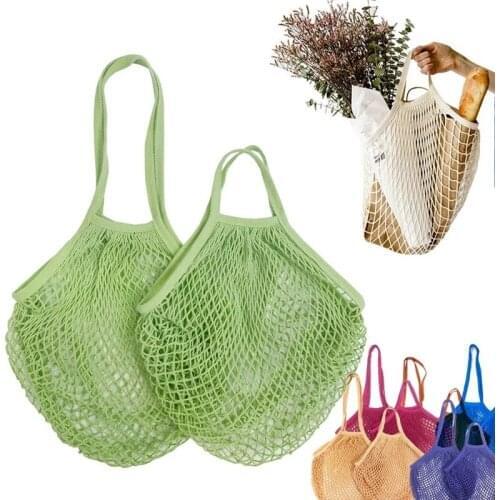 Mesh Totes Bag Cotton String Shopping Turtle-Bags Women Grocery Long Handle Net Shoulder-Bag Fruit Vegetable Reusable Storage
