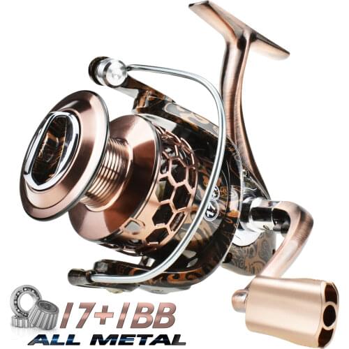 HA1000-7000 Spinning Reel All Metal Handle 16kg Max Drag Reel Fishing 5.2:1 High Speed Metal Spool Coil Fishing Reel moulinet