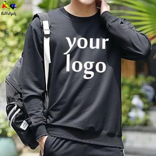 Custom logo Fleece Hoodie print logo picture text long sleeve crew neck Sweatshirt spring and autumn Hoodie casual top
