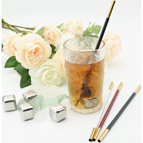 304 Stainless Steel Drinking Straw Colorful Reusable Metal Straws Set with Cleaner Brush Milk Drinkware Bar Party Home Accessory