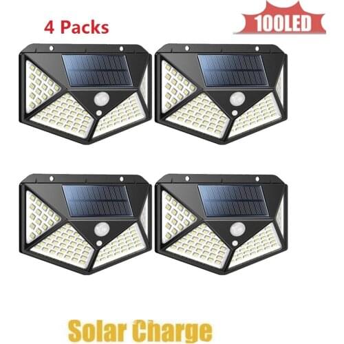 100LED Solar Light Outdoor PIR Motion Sensor Waterproof Lighting For Garden Wall 100 leds Four Modes Rotable Pole Solar Lamp New