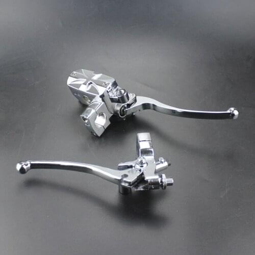 Universal Motorcycle Cross Hand Control Reservoir Brake Clutch Levers 1" 25mm Handlebar Touring Cruiser Chopper Bobber Dirt Bike