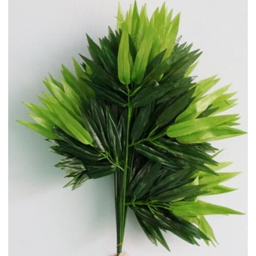 5pcs Branches Green Artificial Bamboo Leaves Silk Cloth Artificial Plants for Wedding Decoration Home Office Decorative Leaves