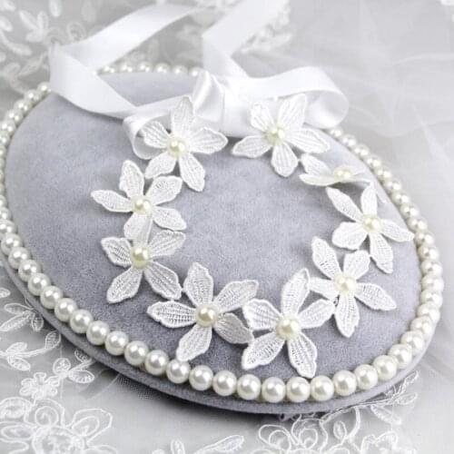Hot selling soluble lace bridal headdress lucky star 4.5cm pure white lace accessories High-quality