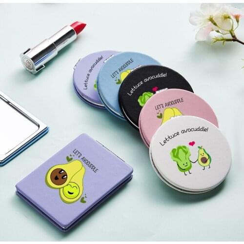 Funny Cute Avocado Makeup Mirror with Double Sides For Girls Portable Travel Magnifying CosmeticPocket Compact Vanity Mirrors