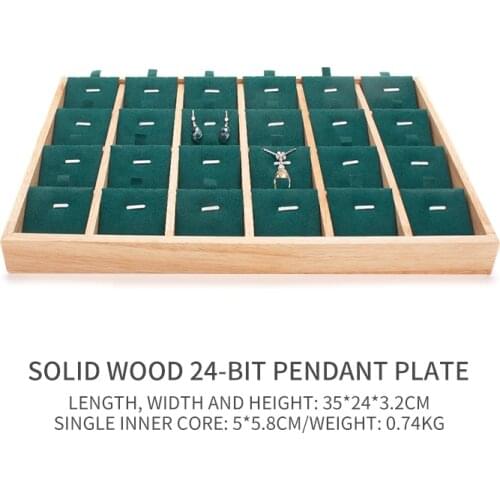 Green Card Slot Wood Pendent Display Jewelry Stands Series For Jewellery Ring Earring Necklace Holder High Quality Show Plate