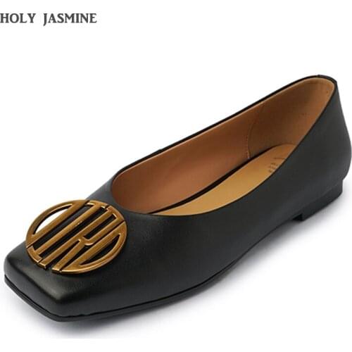 Women Flat Shoes 2021 Casual Fashion Slip-on Ballerina Woman Flats Genuine Leather Loafers Ladies Spring Autumn lady Footwear